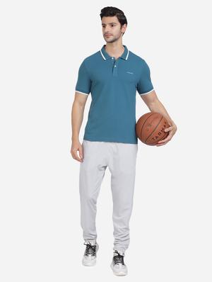 blue solid polo t-shirt - 18233929 - Standard Image - 4