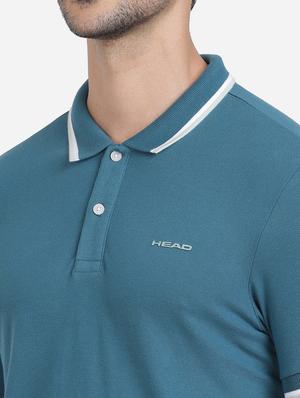 blue solid polo t-shirt - 18233929 - Standard Image - 5