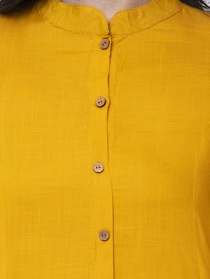 yellow viscose aline kurta - 18234231 - Standard Image - 5
