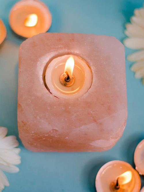 rangdaar himalayan salt candle holder 100% natural with tea light candle |healing| |peace and harmony| - 18235252 - Very Small Image - 1