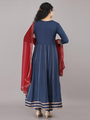 blue rayon kurta pant set - 18240030 - Standard Image - 4