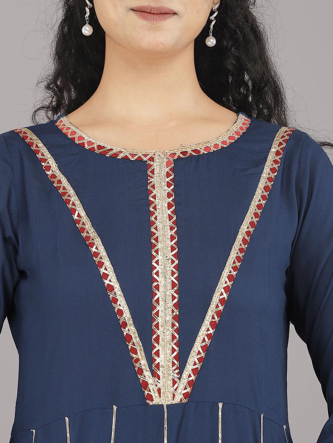 blue rayon kurta pant set - 18240030 - Zoom Image - 5