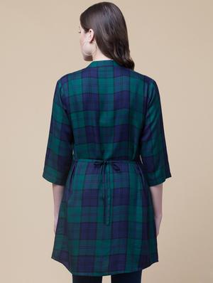 mandarin neck checkered tunic - 18244175 - Standard Image - 3