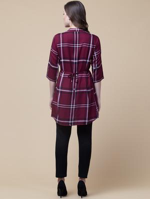 mandarin neck checkered tunic - 18244176 - Standard Image - 3