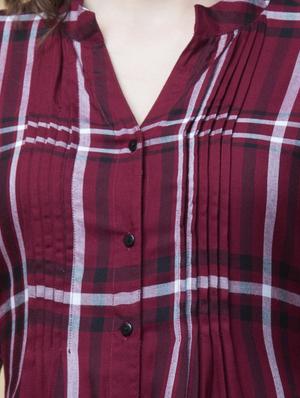 mandarin neck checkered tunic - 18244176 - Standard Image - 6