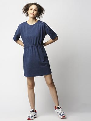 round neck blouson dress - 18244301 - Standard Image - 5