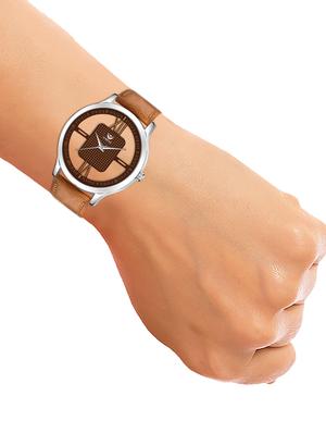 lorenz brown leather strap & transparent stylish dial analogue watch for men | mk-3094k - 18244469 - Standard Image - 4