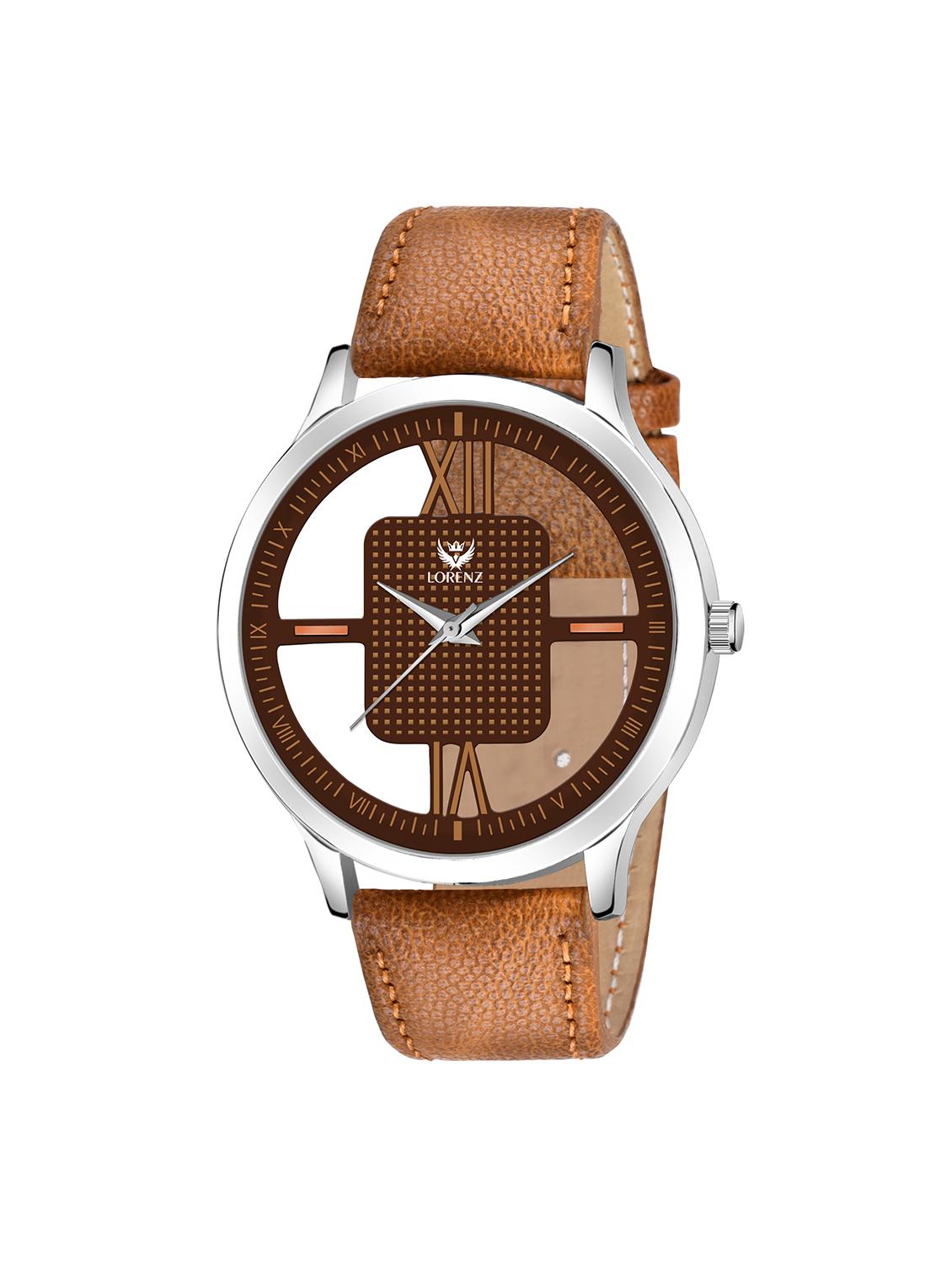 lorenz brown leather strap & transparent stylish dial analogue watch for men | mk-3094k - 18244469 - Zoom Image - 1