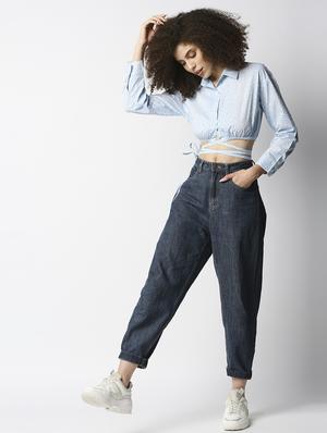 tie front printed crop shirt - 18244762 - Standard Image - 4