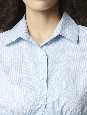 tie front printed crop shirt - 18244762 - Standard Image - 6