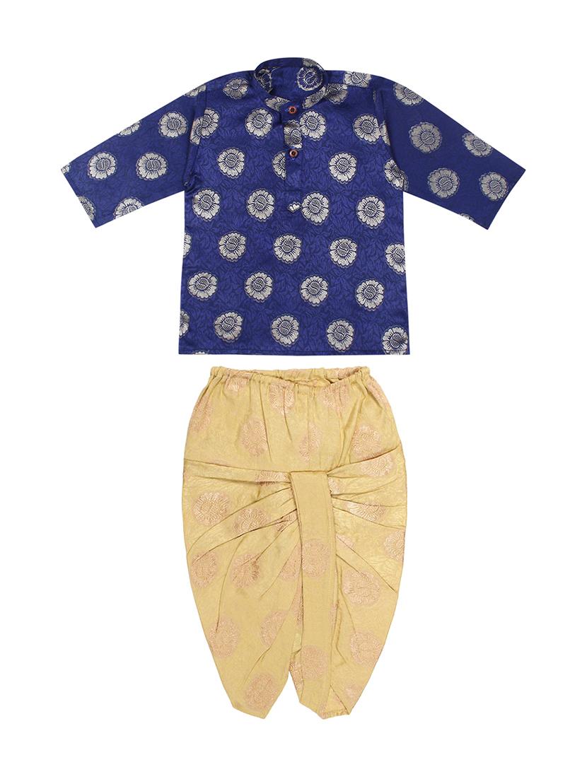 navy blue printed dhoti kurta set - 18244900 - Zoom Image - 1