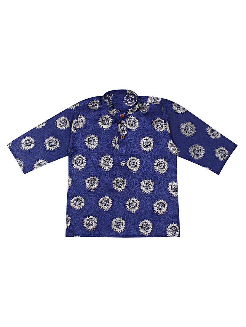 navy blue printed dhoti kurta set - 18244900 - Zoom Image - 3