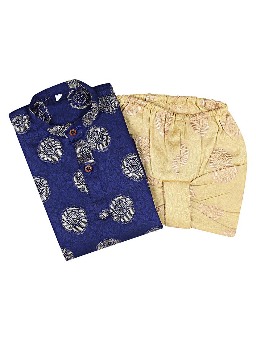 navy blue printed dhoti kurta set - 18244900 - Zoom Image - 4
