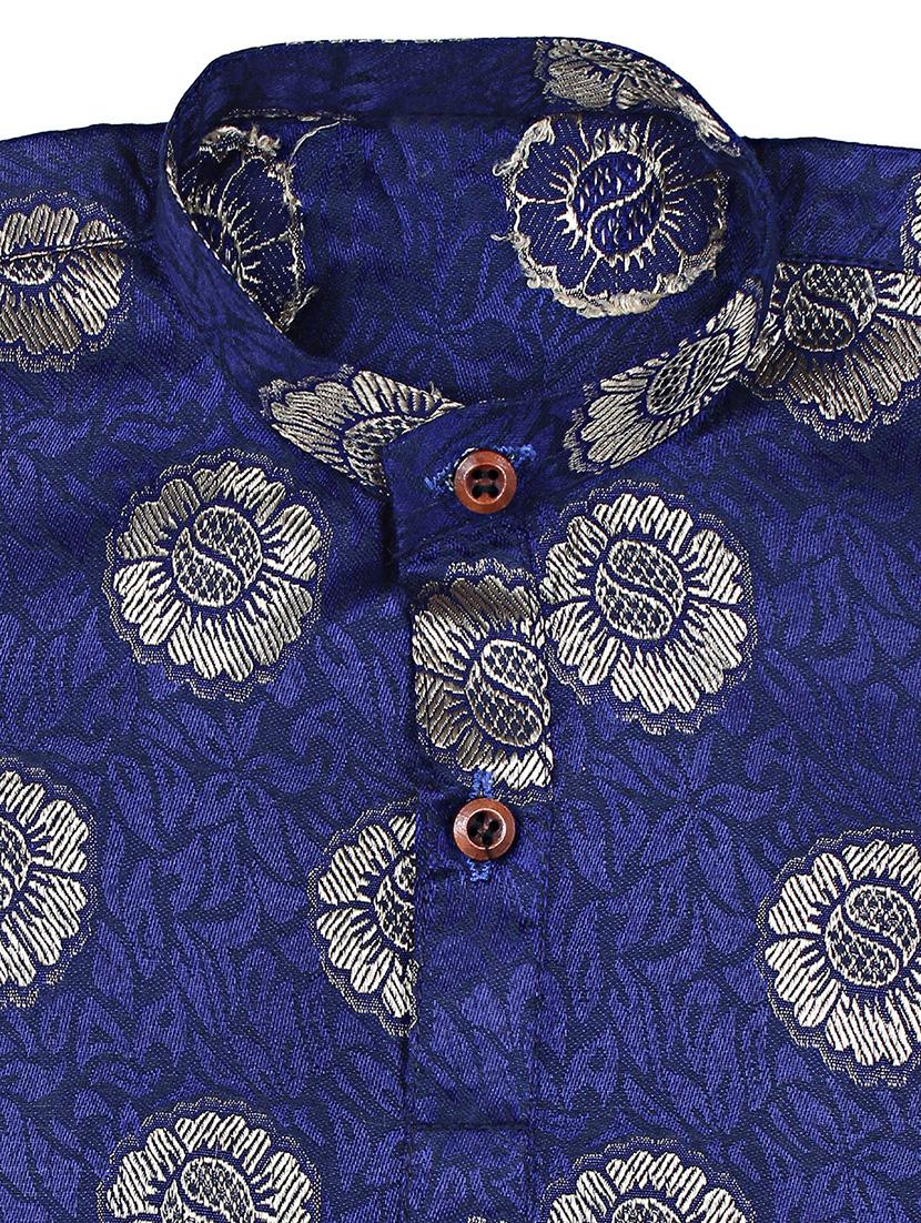 navy blue printed dhoti kurta set - 18244900 - Zoom Image - 5