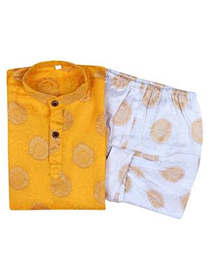 yellow printed dhoti kurta set - 18244905 - Standard Image - 4
