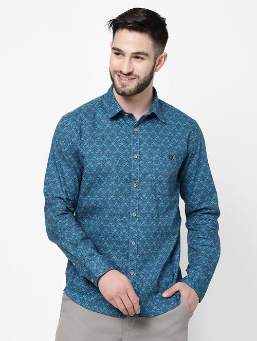 blue printed casual shirt - 18246076 - Standard Image - 1