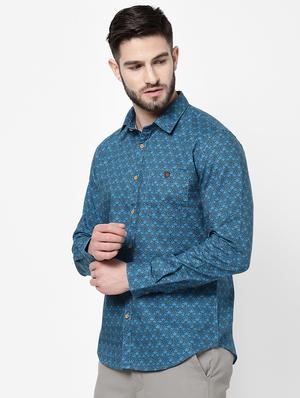 blue printed casual shirt - 18246076 - Standard Image - 3