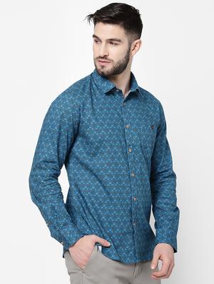 blue printed casual shirt - 18246076 - Standard Image - 5