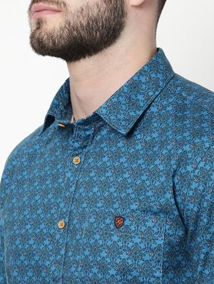 blue printed casual shirt - 18246076 - Standard Image - 6