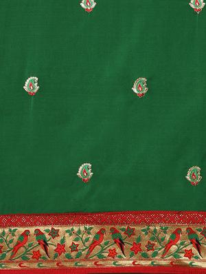 green art silk embroidered saree with blouse - 18246103 - Standard Image - 4