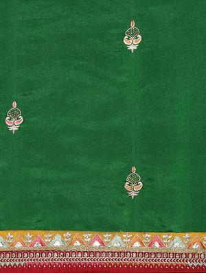 green art silk embroidered saree with blouse - 18246201 - Standard Image - 4