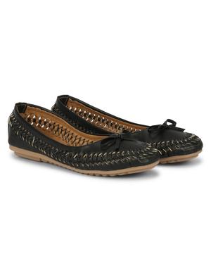 black faux leather slip on ballerina - 18247860 - Standard Image - 2