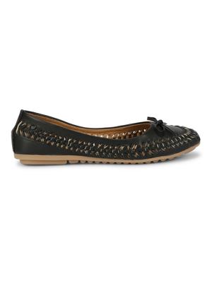 black faux leather slip on ballerina - 18247860 - Standard Image - 3
