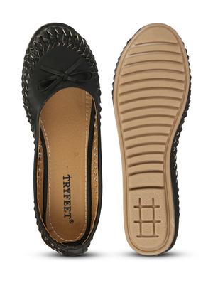 black faux leather slip on ballerina - 18247860 - Standard Image - 5