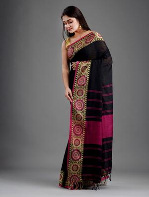 self design handloom saree with blouse - 18248025 - Standard Image - 3