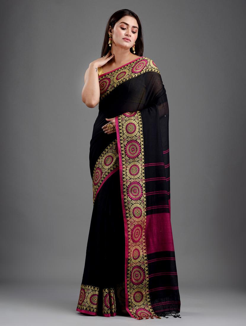 self design handloom saree with blouse - 18248025 - Zoom Image - 2
