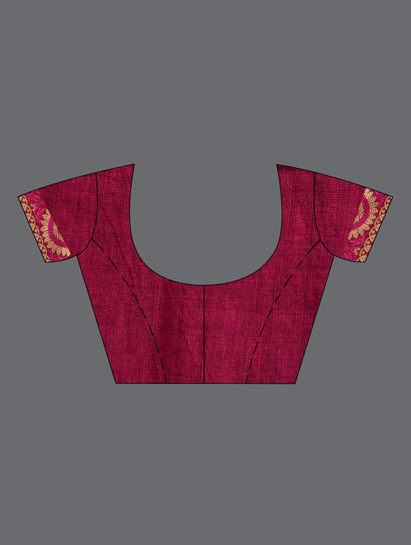 self design handloom saree with blouse - 18248025 - Zoom Image - 5