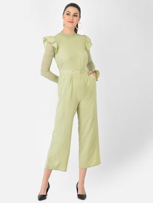 frill detail solid full leg jumpsuit - 18248238 - Standard Image - 2