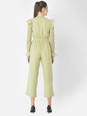 frill detail solid full leg jumpsuit - 18248238 - Standard Image - 4