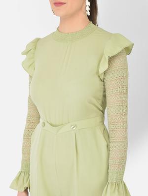 frill detail solid full leg jumpsuit - 18248238 - Standard Image - 5