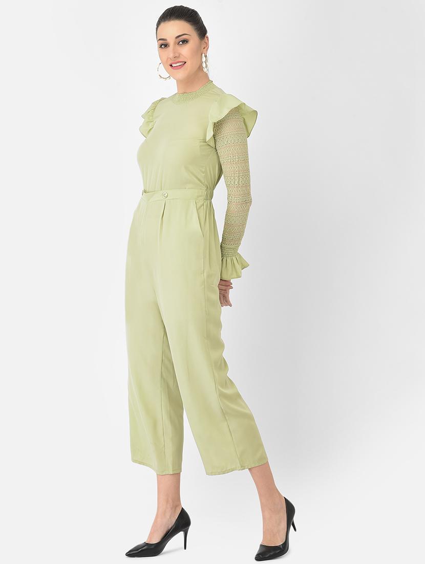 frill detail solid full leg jumpsuit - 18248238 - Zoom Image - 3