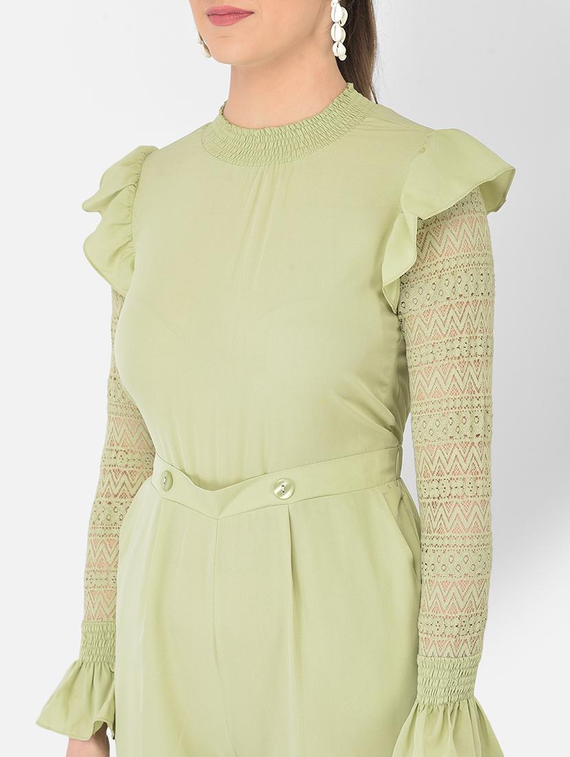 frill detail solid full leg jumpsuit - 18248238 - Zoom Image - 5