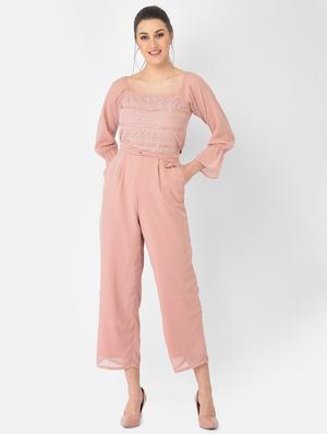 square neck laced full leg jumpsuit - 18248247 - Standard Image - 2