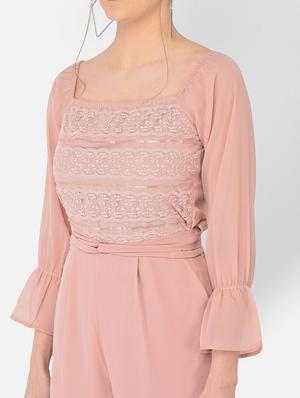 square neck laced full leg jumpsuit - 18248247 - Standard Image - 5