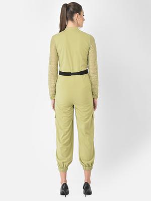 mandarin neck belted full leg jumpsuit - 18248250 - Standard Image - 4