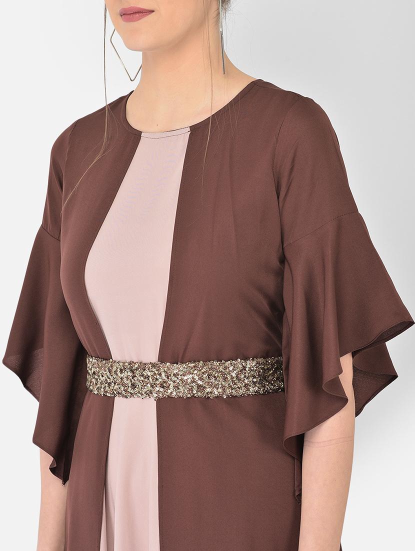 brown solid a-line ethnic dress - 18248496 - Zoom Image - 6