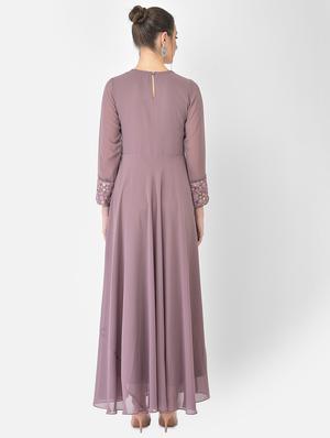 purple solid flared ethnic dress - 18248497 - Standard Image - 5