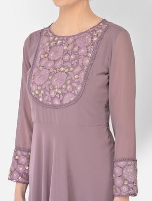 purple solid flared ethnic dress - 18248497 - Standard Image - 6