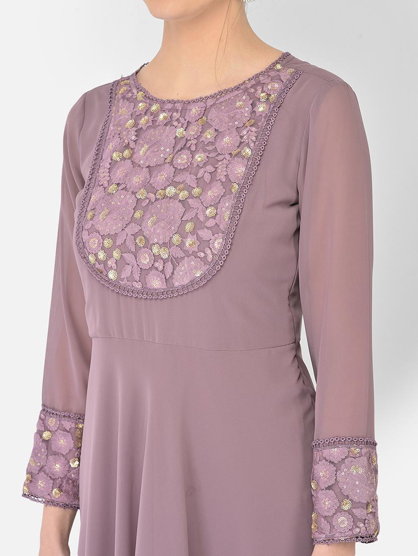 purple solid flared ethnic dress - 18248497 - Zoom Image - 6