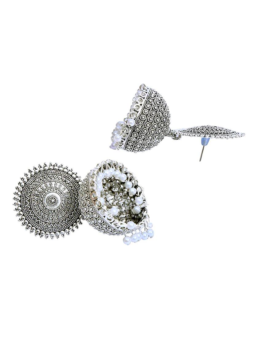 silver plated jhumka earring - 18248710 - Zoom Image - 4