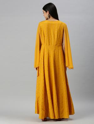 yellow cotton blend anarkali kurta - 18249149 - Standard Image - 3