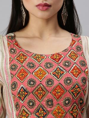 cream cotton blend anarkali kurta - 18249155 - Standard Image - 4