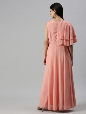 peach chiffon anarkali kurta - 18249210 - Standard Image - 3