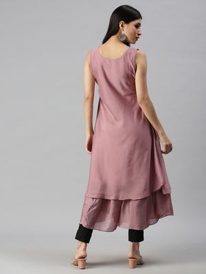 purple chiffon aline kurta - 18249224 - Standard Image - 3