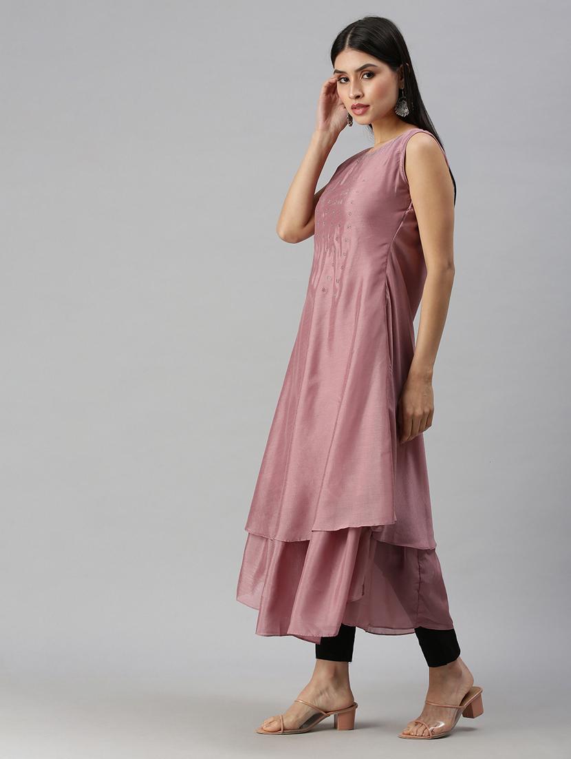 purple chiffon aline kurta - 18249224 - Zoom Image - 2