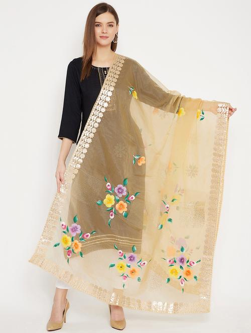 beige organza printed dupatta - 18249414 - Standard Image - 1